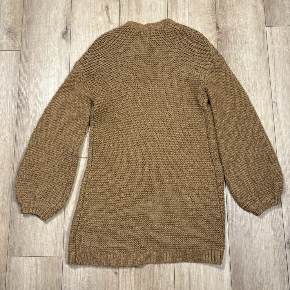 Abercrombie & Fitch Brown Chunky Knit Open Front Long Cardigan Sweater XS - Picture 6 of 8